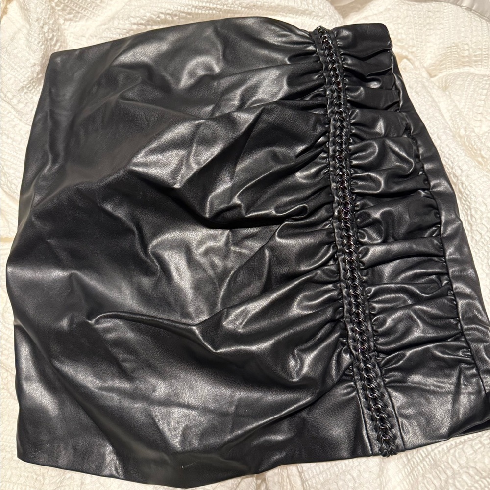 Zara Black Faux Leather Mini Skirt